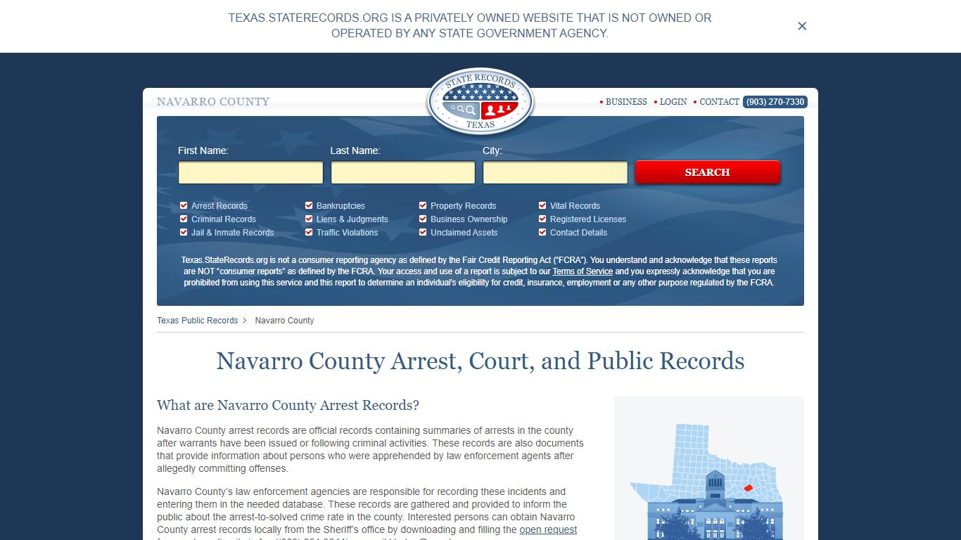 Navarro County Arrest, Court, and Public Records