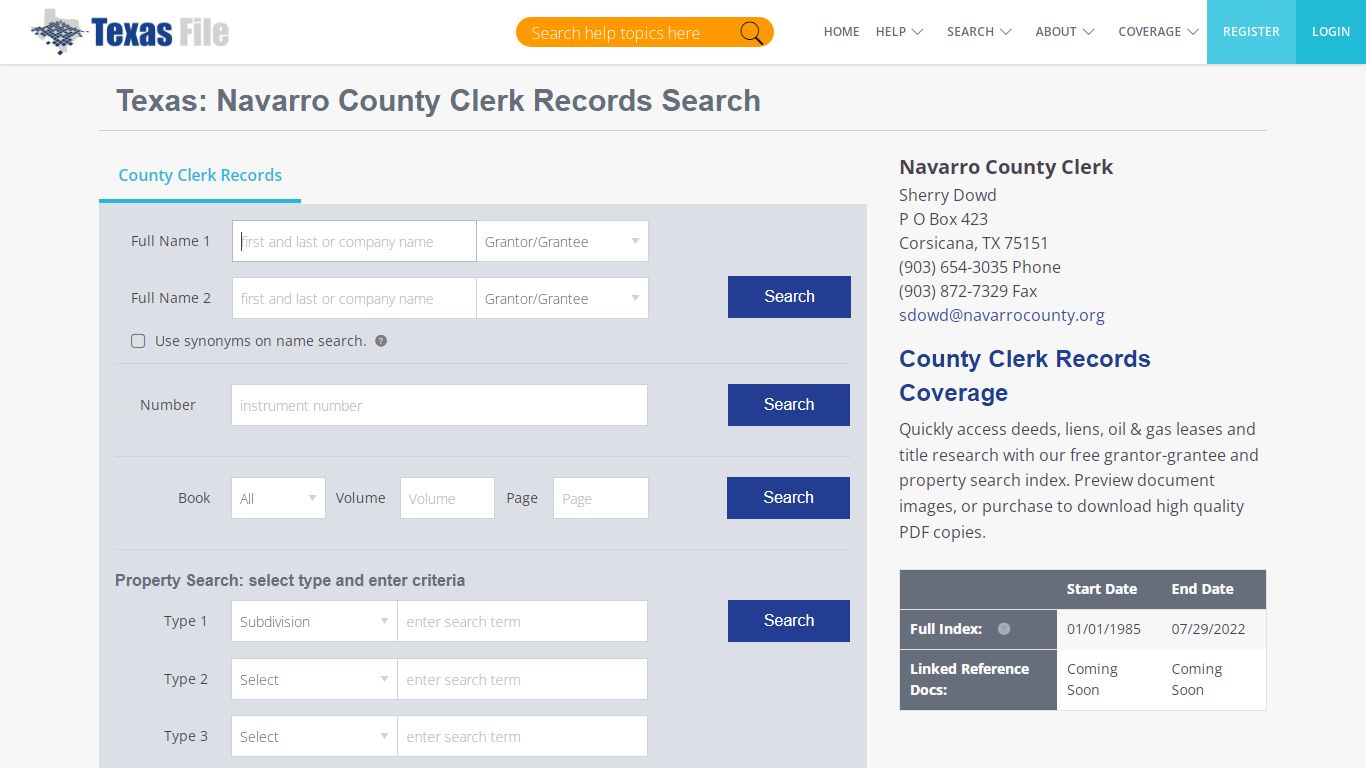 Navarro County Clerk Records Search | TexasFile